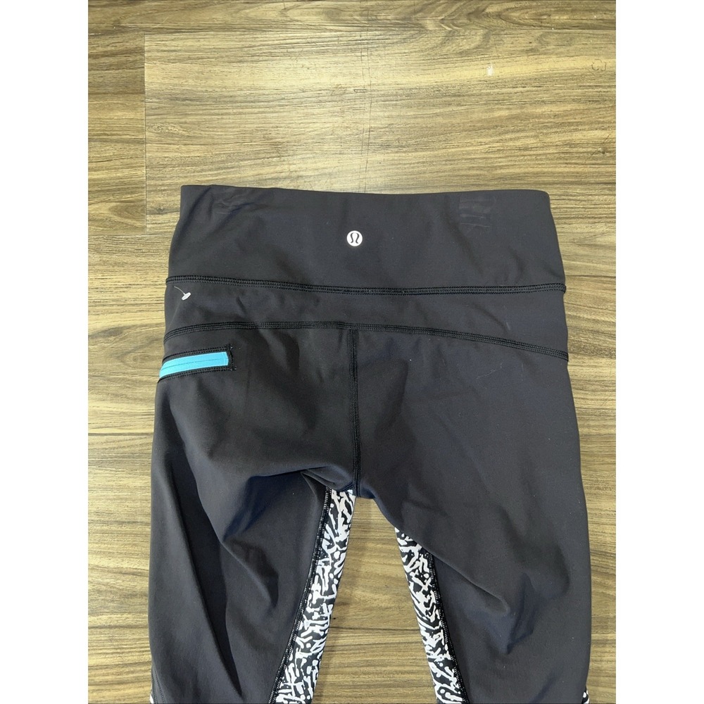 Lululemon Leggings Womens Size 4 Multicolor Abstract Pull On Crop Activewear Gym - Picture 5 of 6